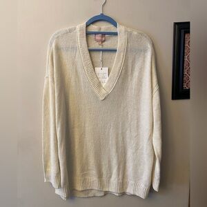 Show Me Your MuMu Women's Cream V-Neck Oversized Sweater 🆕